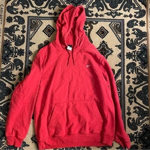 Nike Red Hooded Sweatshirt with White Swoosh